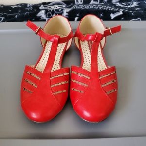 B.A.I.T Edie Red T-Strap Flats